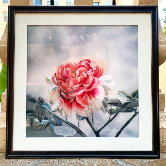 Silk Hand Embroidery Pink Peony Art - Picture 1 of 9